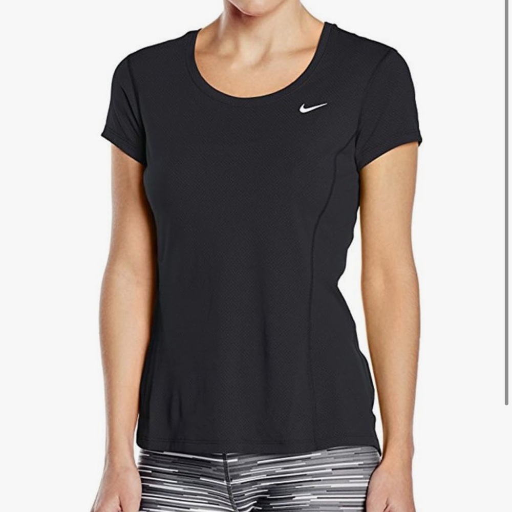 Nike Women's Black Dri-FIT Top Contour Running Shirt Black size S